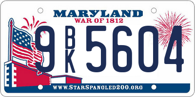 MD license plate 9BK5604