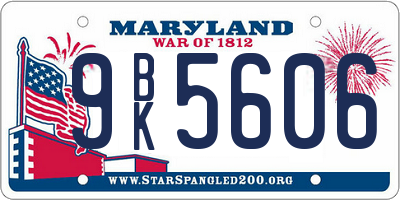 MD license plate 9BK5606