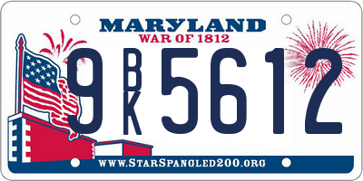 MD license plate 9BK5612