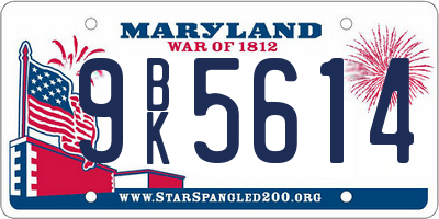 MD license plate 9BK5614