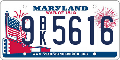 MD license plate 9BK5616