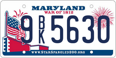 MD license plate 9BK5630