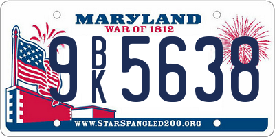 MD license plate 9BK5638
