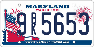 MD license plate 9BK5653