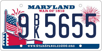 MD license plate 9BK5655