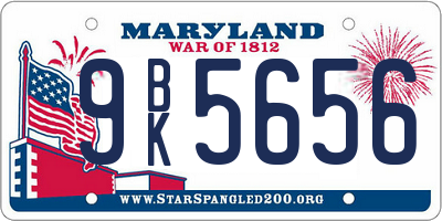 MD license plate 9BK5656