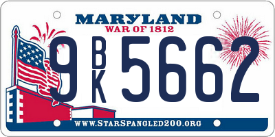 MD license plate 9BK5662