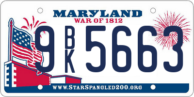 MD license plate 9BK5663