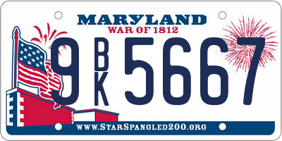 MD license plate 9BK5667