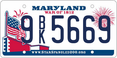 MD license plate 9BK5669