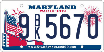 MD license plate 9BK5670