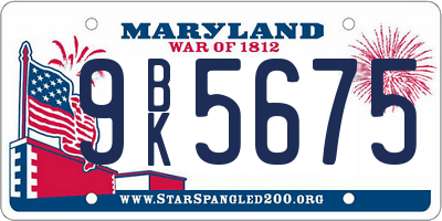 MD license plate 9BK5675