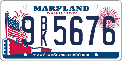 MD license plate 9BK5676