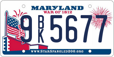MD license plate 9BK5677