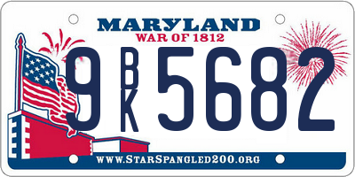MD license plate 9BK5682