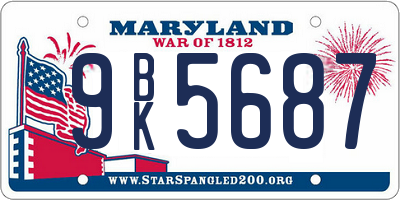 MD license plate 9BK5687