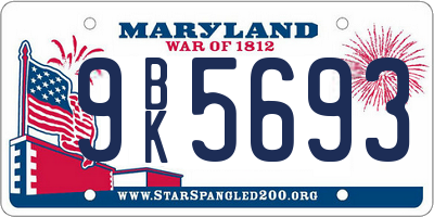 MD license plate 9BK5693