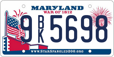MD license plate 9BK5698