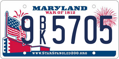 MD license plate 9BK5705