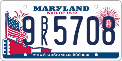 MD license plate 9BK5708