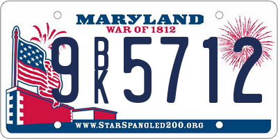 MD license plate 9BK5712