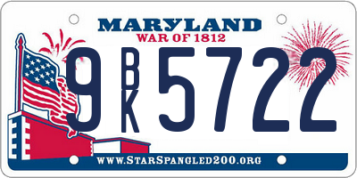 MD license plate 9BK5722