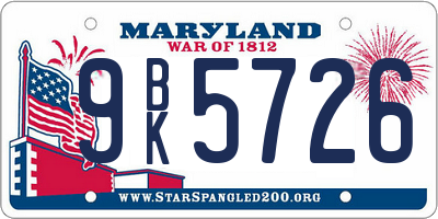 MD license plate 9BK5726