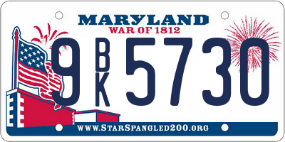 MD license plate 9BK5730