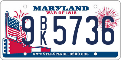 MD license plate 9BK5736