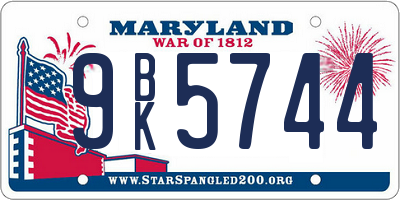 MD license plate 9BK5744