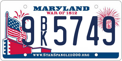 MD license plate 9BK5749