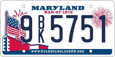 MD license plate 9BK5751