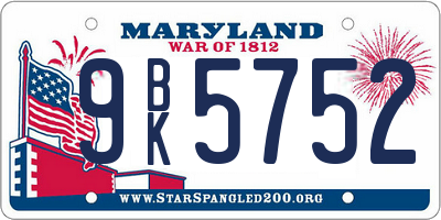 MD license plate 9BK5752