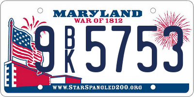 MD license plate 9BK5753