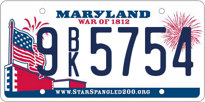 MD license plate 9BK5754