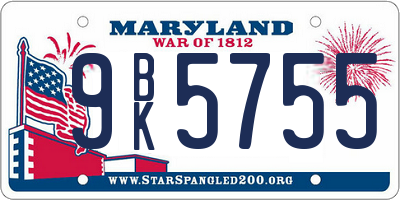 MD license plate 9BK5755