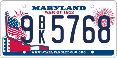 MD license plate 9BK5768