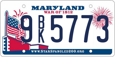 MD license plate 9BK5773