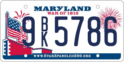 MD license plate 9BK5786