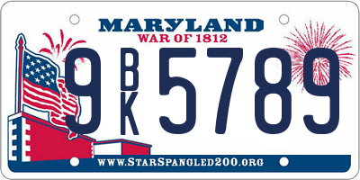 MD license plate 9BK5789