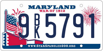 MD license plate 9BK5791