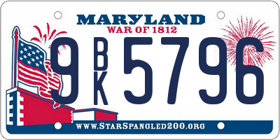 MD license plate 9BK5796