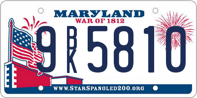 MD license plate 9BK5810