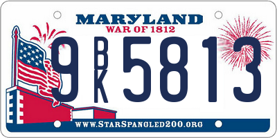 MD license plate 9BK5813