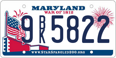 MD license plate 9BK5822
