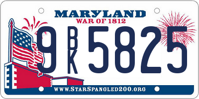 MD license plate 9BK5825