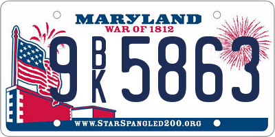 MD license plate 9BK5863