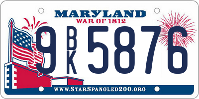 MD license plate 9BK5876