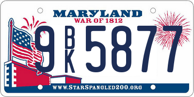 MD license plate 9BK5877