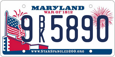 MD license plate 9BK5890